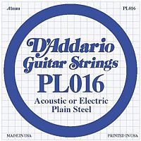 D'ADDARIO PL016 Single Plain Steel 016